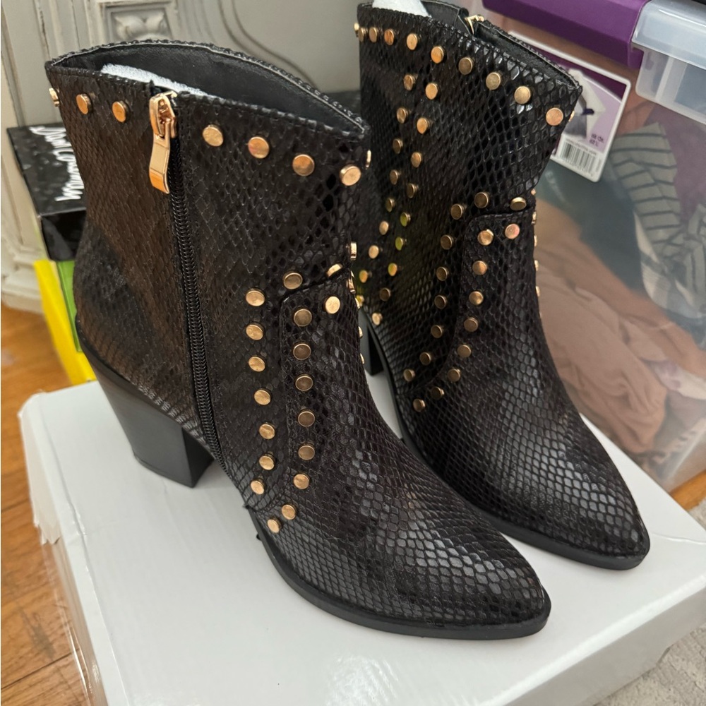 Black studded booties